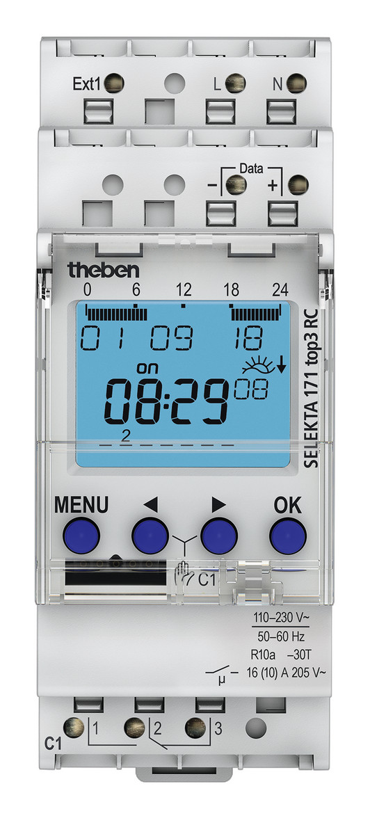 1St. Theben 1710330 Digitale Zeitschaltuhr, Astro- und Wochenprogramm, 1 Kanal, App-Programmierung möglich, DCF oder GPS