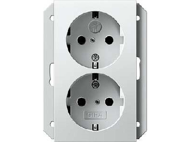 1St. Gira 273103 Schuko 2fach SH f. UP-Dose 1fach System 55 Reinweiß