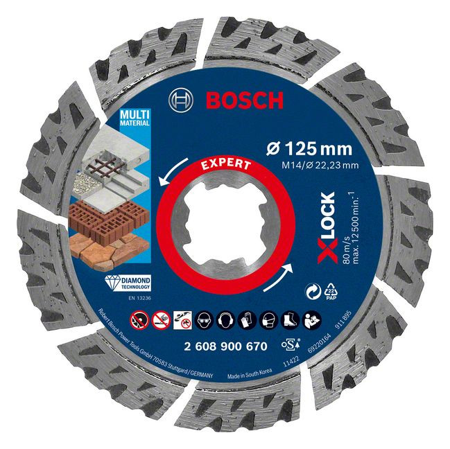 1St. Bosch Diamant-Trennscheibe 125mm EXPERT Multi Material X-Lock 2608900670