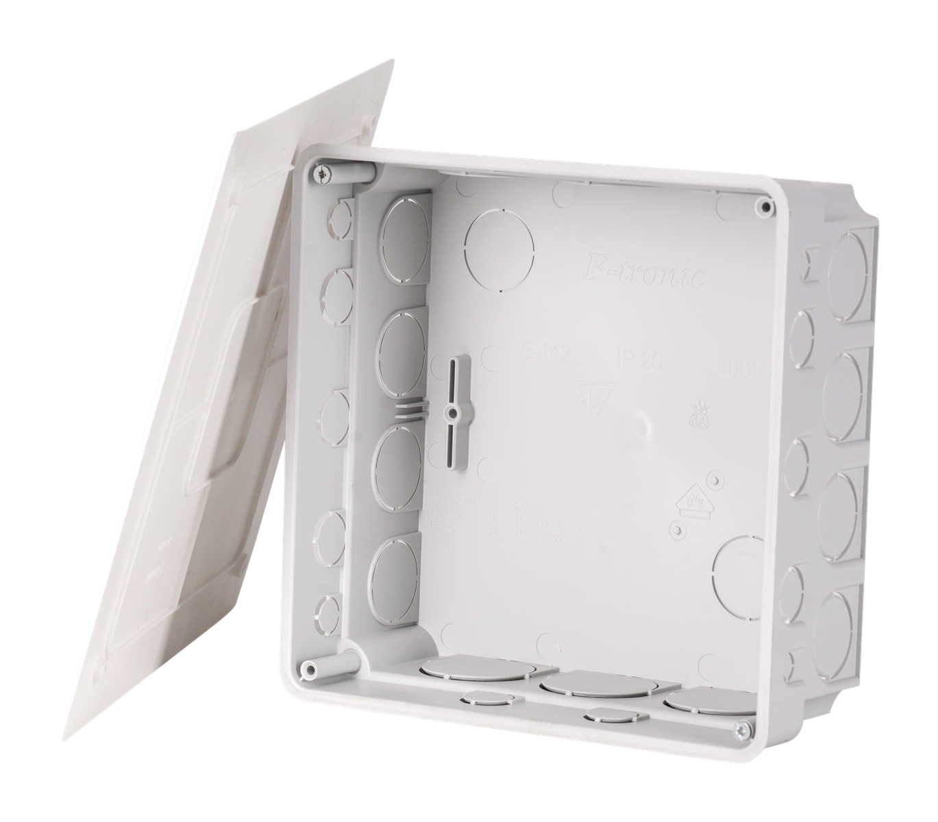 10St. F-Tronic E142 UP Abzweigkasten E142, 160x160x65mm, gr, inkl. Deckel 7310062