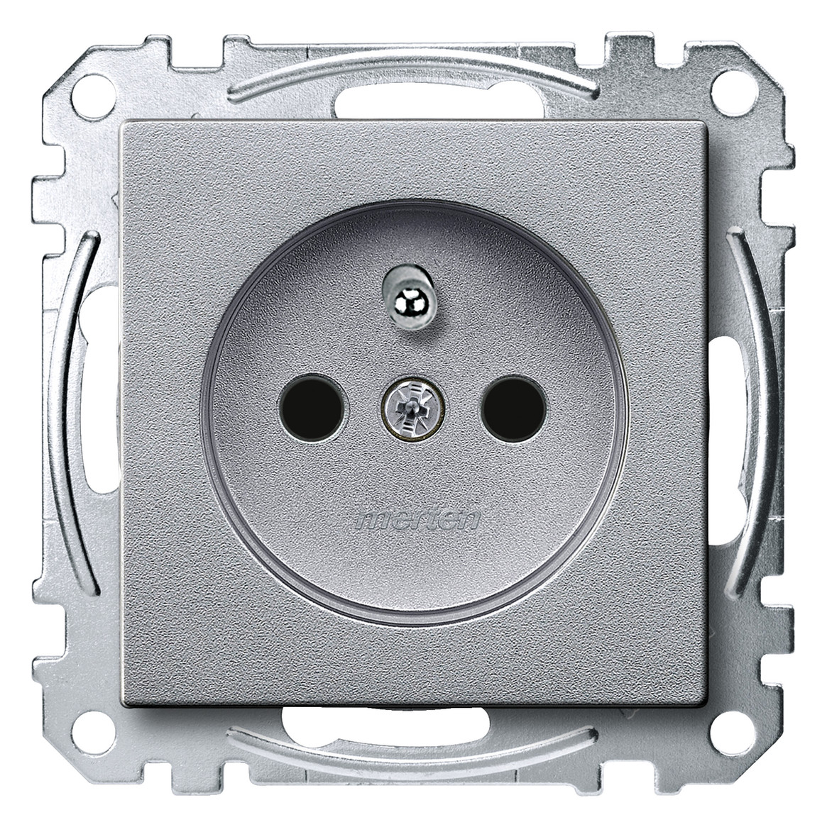 1St. Merten MEG2600-0460 Steckdose mit Schutzkontaktstift, Schraub-Liftklemmen, Berührungsschutz, aluminium, System M