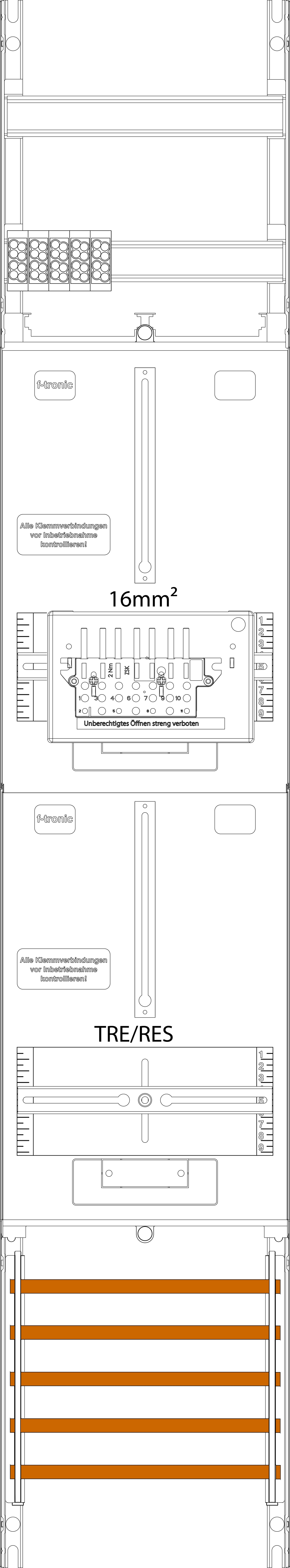 1St. F-Tronic ZR6-16-ZSK Zählerfeld ZR6-16-ZSK,H=1350mm, 1-feldrig, 1-3.HZ 16mm², 1 ZSK-Set, 1 TRE 7143465