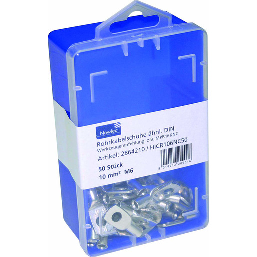 1Pk = 50 Stück Rohrkabelschuh 10 mm² M6 verzinnt
