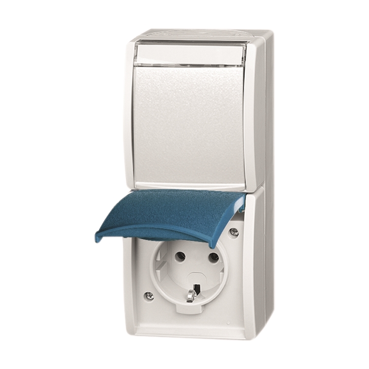 1St. Busch-Jaeger 20-02 EWN-53 SCHUKO Steckdose, 2-fach ocean (IP 44) grau/blaugrün...