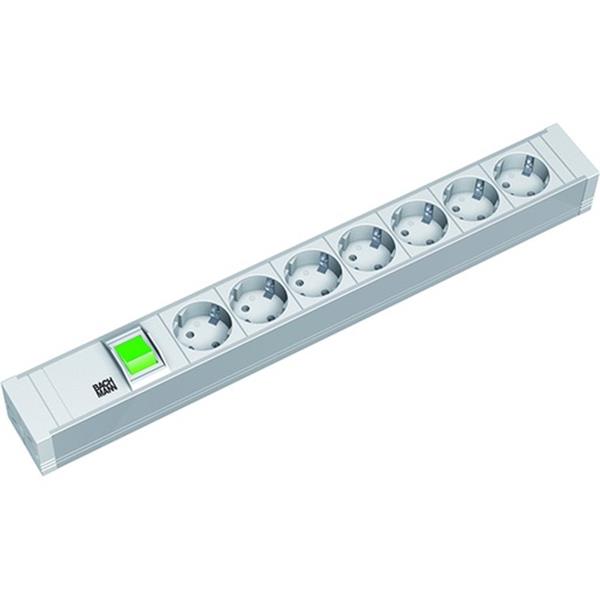 2m Bachmann 333.600 Steckdosenleiste 19 PVC 7xSchutzkontaktsteckdosen 1xSchalter Zuleitun