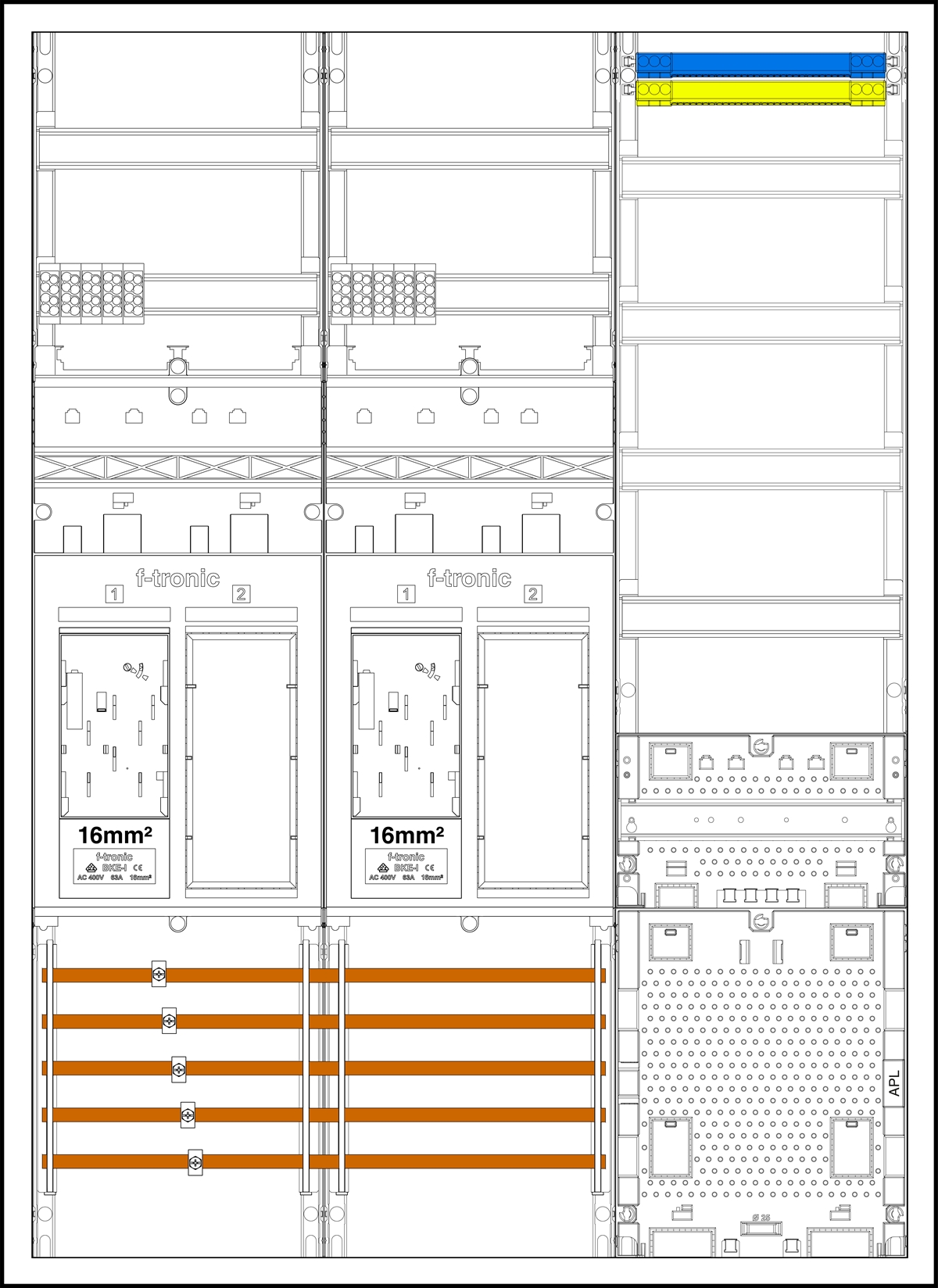 1St. F-Tronic EHZ732APZRFZL-16 EHZ732APZRFZL-16, 2 ZP 16mm², 2 R, 1 VAPZRFZ 7195678
