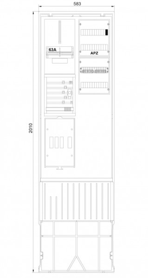1St. F-Tronic ZSA202-2-ZK-APZ-TSG Zähleranschlusssäule 2-feldrig, H=2010mm, 3.HZ, ohne Haube, ZSA202-2-ZK-APZ-TSG-HAK-HO 7160142