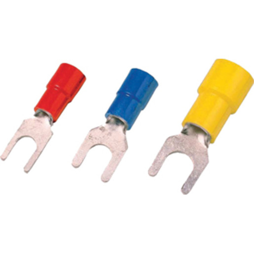 100St. Isolierter Quetschkabelschuh DIN 46237, 0,5-1qmm M4 rot, Gabelform