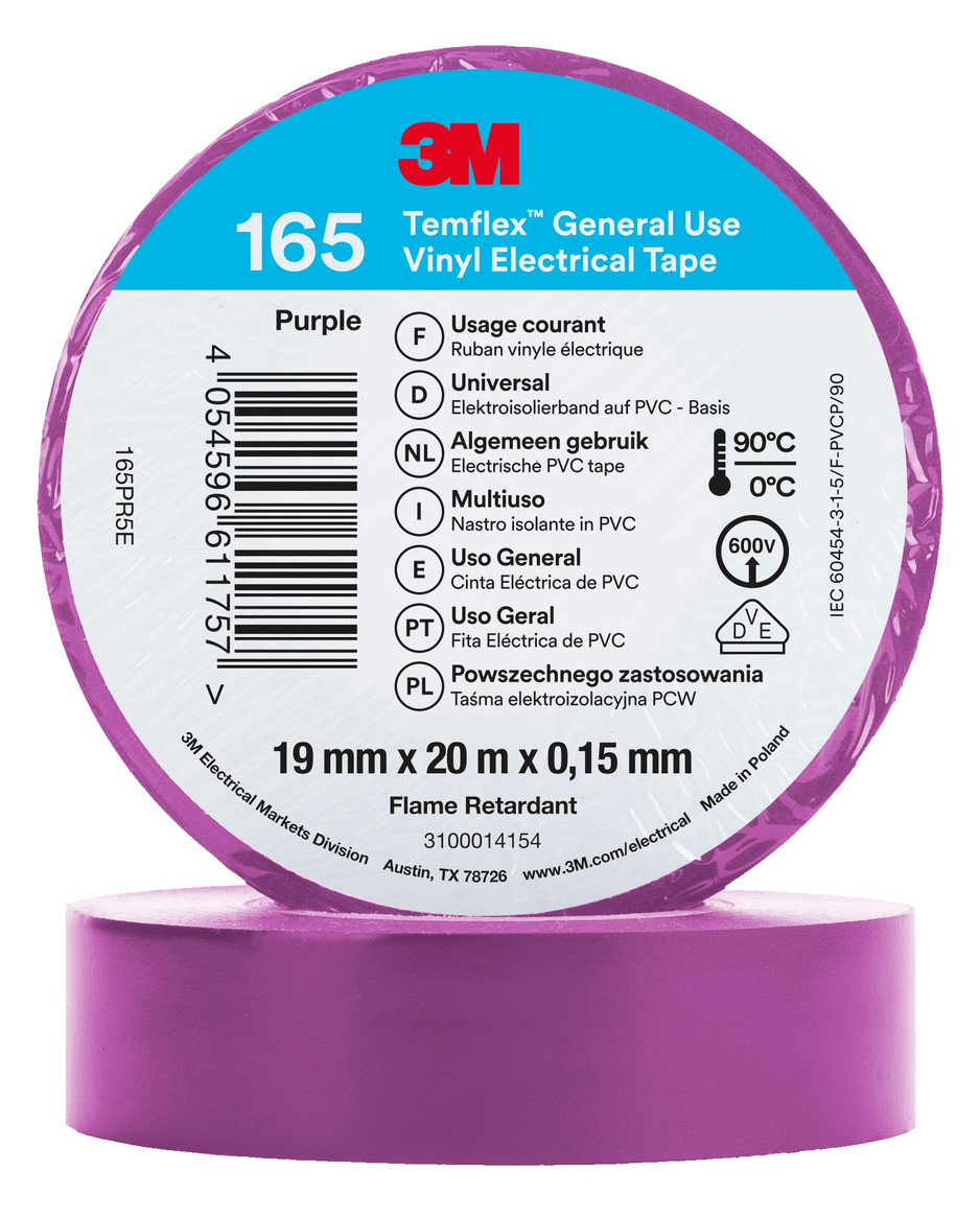 100St. 3M Temflex 165PR5E Isolierband Violett 19mmx20m