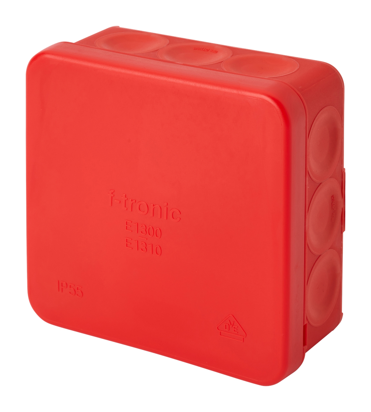 10St. F-Tronic E1310rt FR Abzweigkasten E1310rt, 85x85x37mm, IP55, rt/rt, o. Laschen,m. Durchstoßmembran 7340477