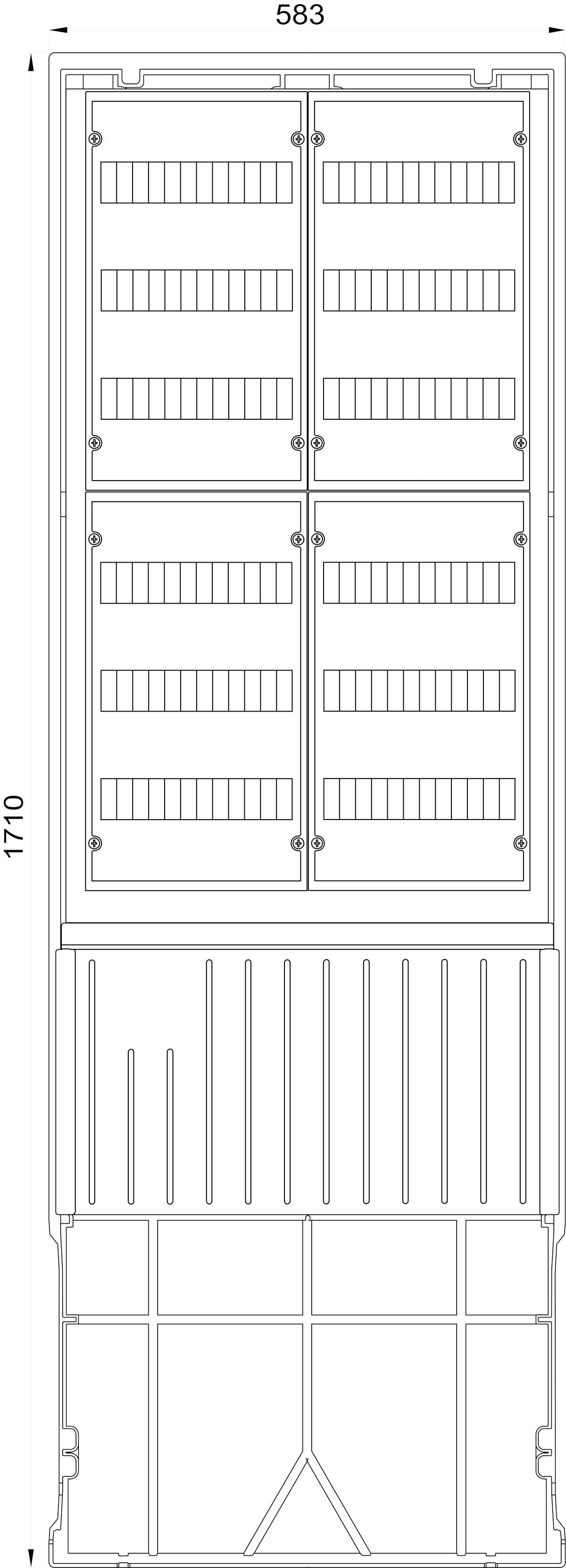 1St. F-Tronic ZSA172-2-V16 Verteilersäule 6-reihig, 2-feldrig, H=1710mm, ZSA172-2-V16 7160037