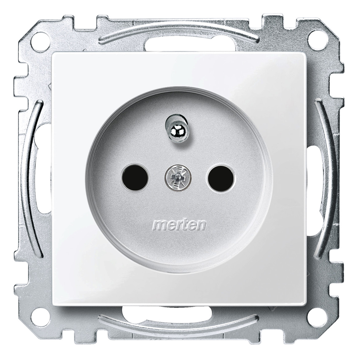 1St. Merten MEG2500-0319 Steckdose mit Schutzkontaktstift, Berührungsschutz, Steckklemmen, polarweiß glänzend, System M