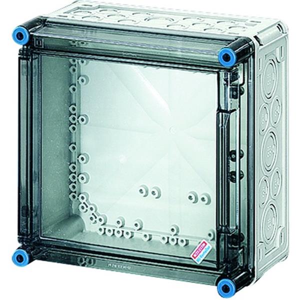 1St. Hensel Mi 0220 Mi-Leergehäuse, Einbaumaße 275x275x115 mm, transp. Scharnierdeckel 2000061 Mi0220
