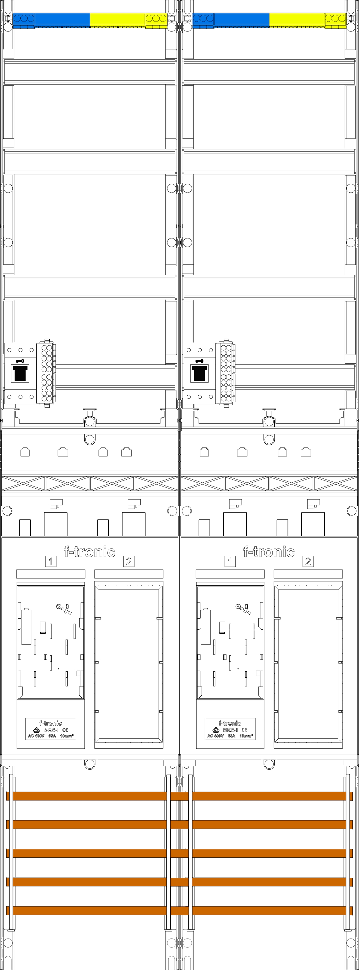 1St. F-Tronic ER29-HSS Zählerfeld ER29-HSS, 2-feldrig, H=1350mm, 2-eHZ, 2 HSS, 2 Res. 7143102