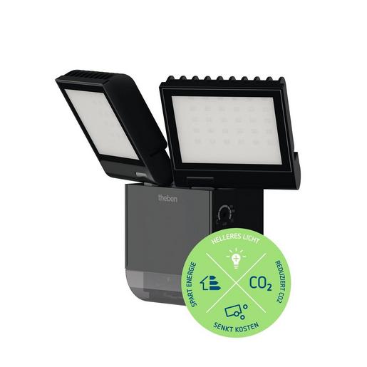 1St. Theben LED-Strahler m theLeda S17-100 BK Bewegungsmelder f.Wandmontage 1020803