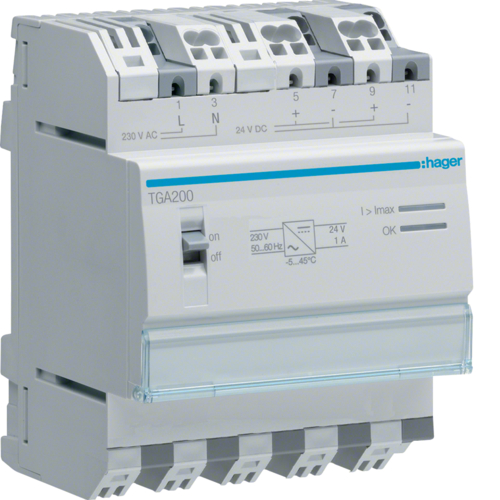 1St. Hager TGA200 Spannungsversorgung 24 V DC 1A 1St. Hager TGA200 Spannungsversorgung 24 V DC 1A