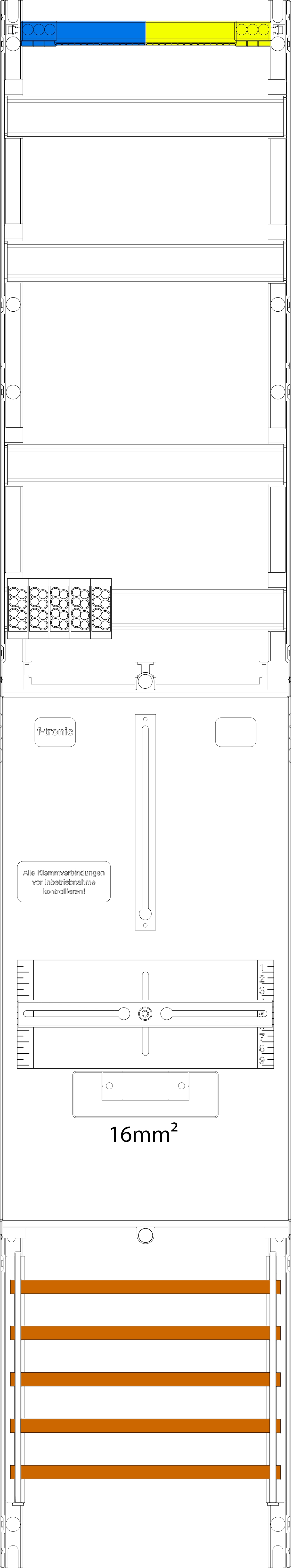 1St. F-Tronic VZ6-16 Zählerfeld VZ6-16, 1-feldrig, H=1350mm,1-3.HZ 16mm²,Vert. 2r 7143313
