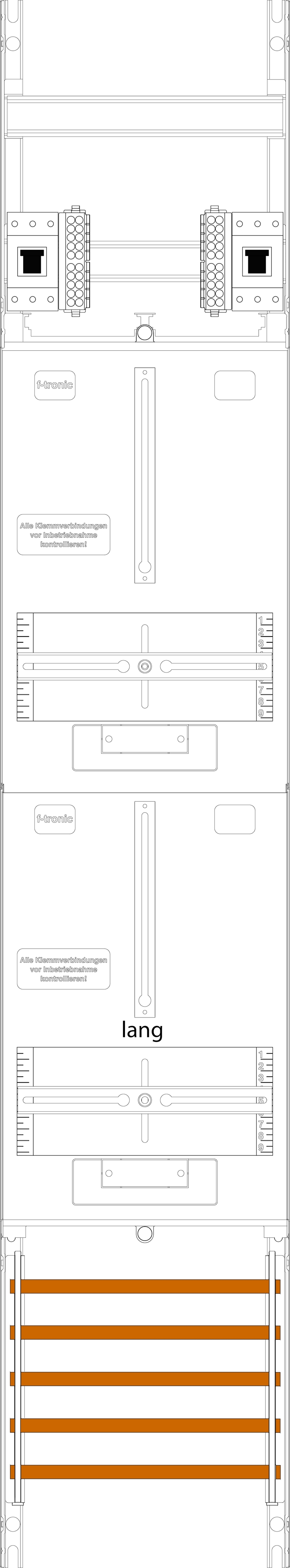 1St. F-Tronic Z16-10-10L-HSP Zählerfeld Z16-10-10L-HSP, 1-feldrig, H=1350mm, 2-3.HZ, kurze und lange Kabel, 2 HSP 7143356