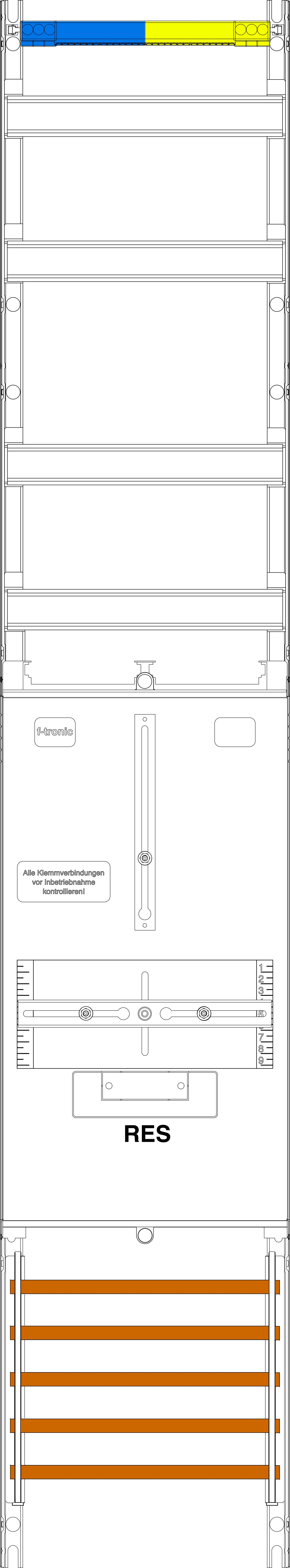 1St. F-Tronic VR6LUX Verteilerfeld VR6LUX,1-feldrig, H=1350mm, 1 Res. 3.HZ,Vert. 4r 7145150