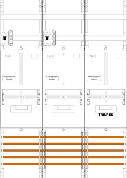 1St. F-Tronic Z21BR1B-HSP Zählerfeld Z21BR1B-HSP, 2-feldrig, H=1050mm, 2-3.HZ, 2 HSP, 1 TRE 7141354