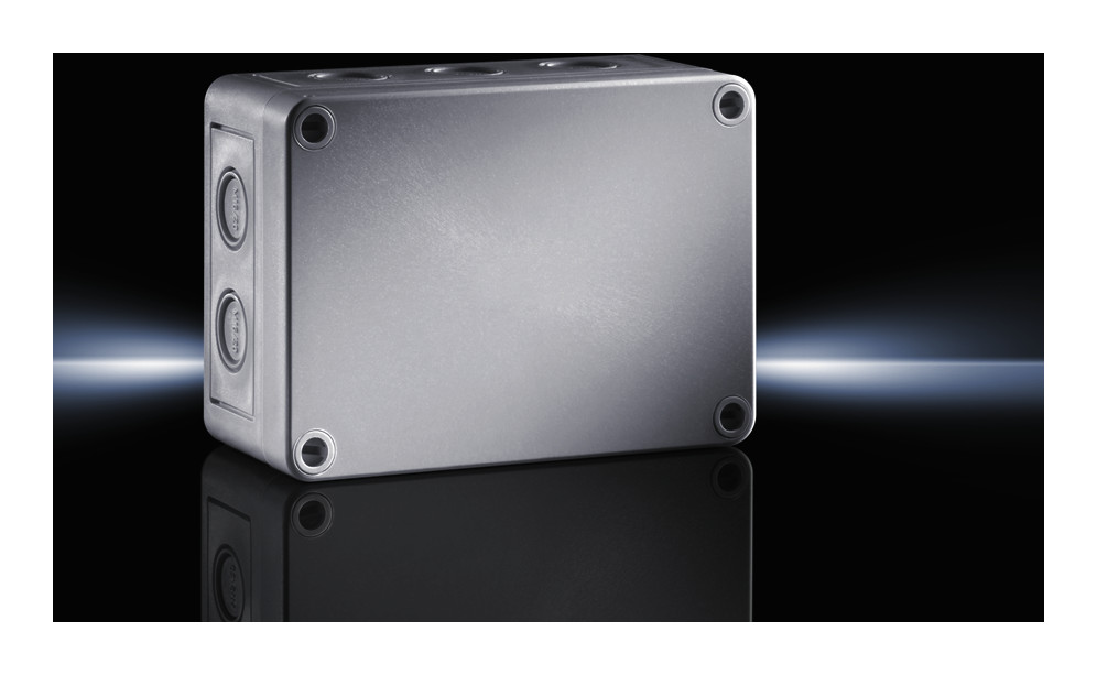 1St. Rittal PK 9521.050 Polycarbonat-Gehäuse PK, grauer Deckel, BHT 254x180x111mm, mit Vorprae 9521050