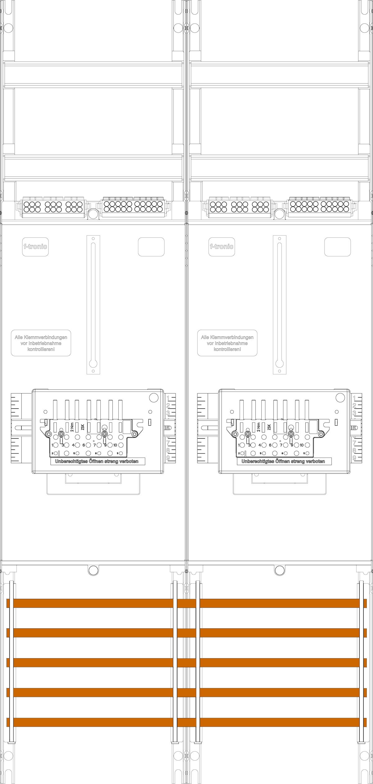 1St. F-Tronic Z21B-ZSK Zählerfeld Z21B-ZSK, 2-feldrig, H=1050mm, 2-3.HZ, 2 ZSK-Set 7141453