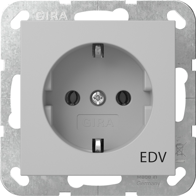 1St. Gira 4458015 Steckdose 16A 250V mit Aufdruck EDV, Grau matt