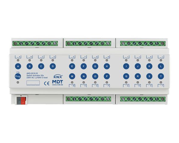 1St. MDT Schaltaktor 20-fach REG AKS-2016.03 230VAC C-Last Standard 140 F 12TE