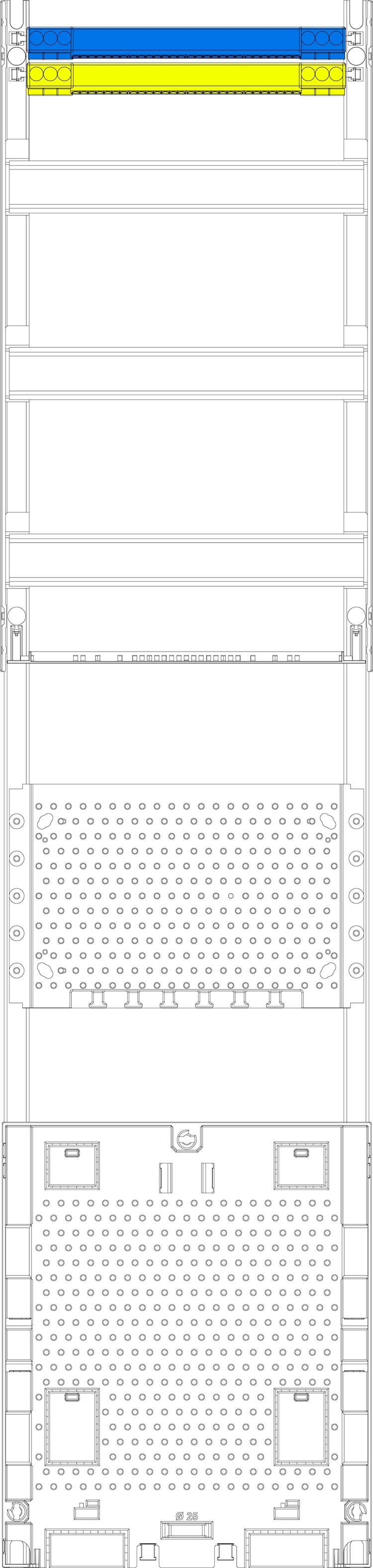1St. F-Tronic V17APZOM Verteilerfeld V17APZOM, 1-feldrig, H=1050mm, 3-reihig, APZ-Platz ohne APL-Set,Komm. 7141628