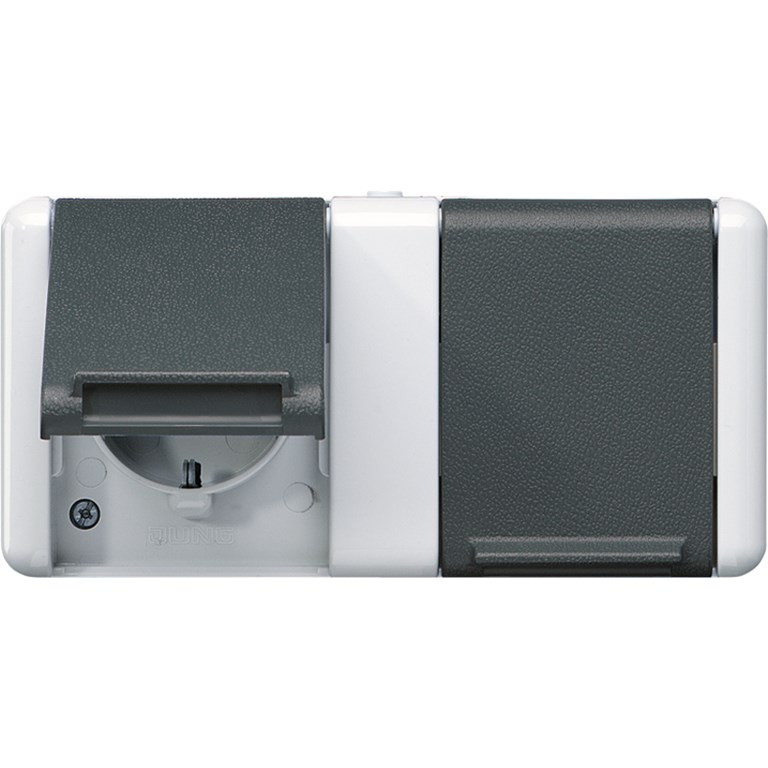 1St. Jung 8220-1W  Steckdose 2fach 16 A 250 V verdrahtet 4 Leitungseinf. Gesamtabd. 8220-1 W