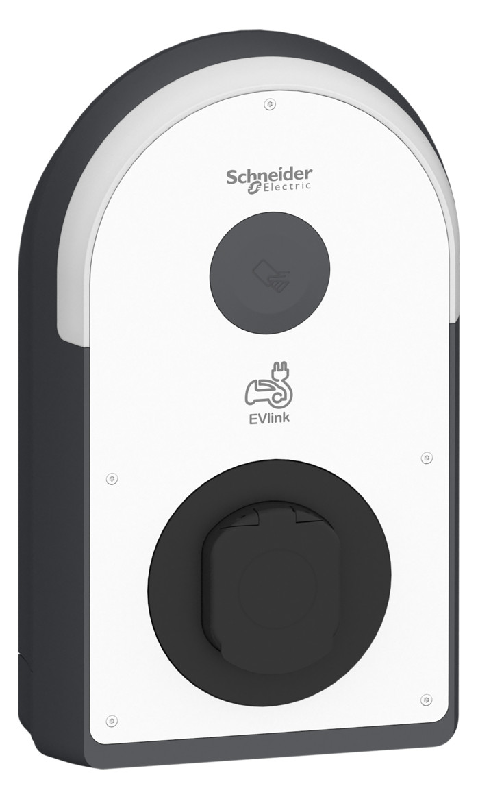 1St. Schneider Electric EVB3S22N4B Pro AC Wallbox, 22kW, T2S Steckdose, FI Typ B-EV, IP55, IK10, NFC/RFID Reader