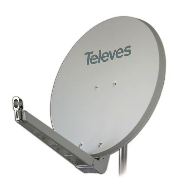 1St. Televes S75QSD-W QSD-Line Offset Reflektor BxH 75x85cm, Feedarm klappbar, TÜV geprüft, Farbe: Weiss (RAL9002)