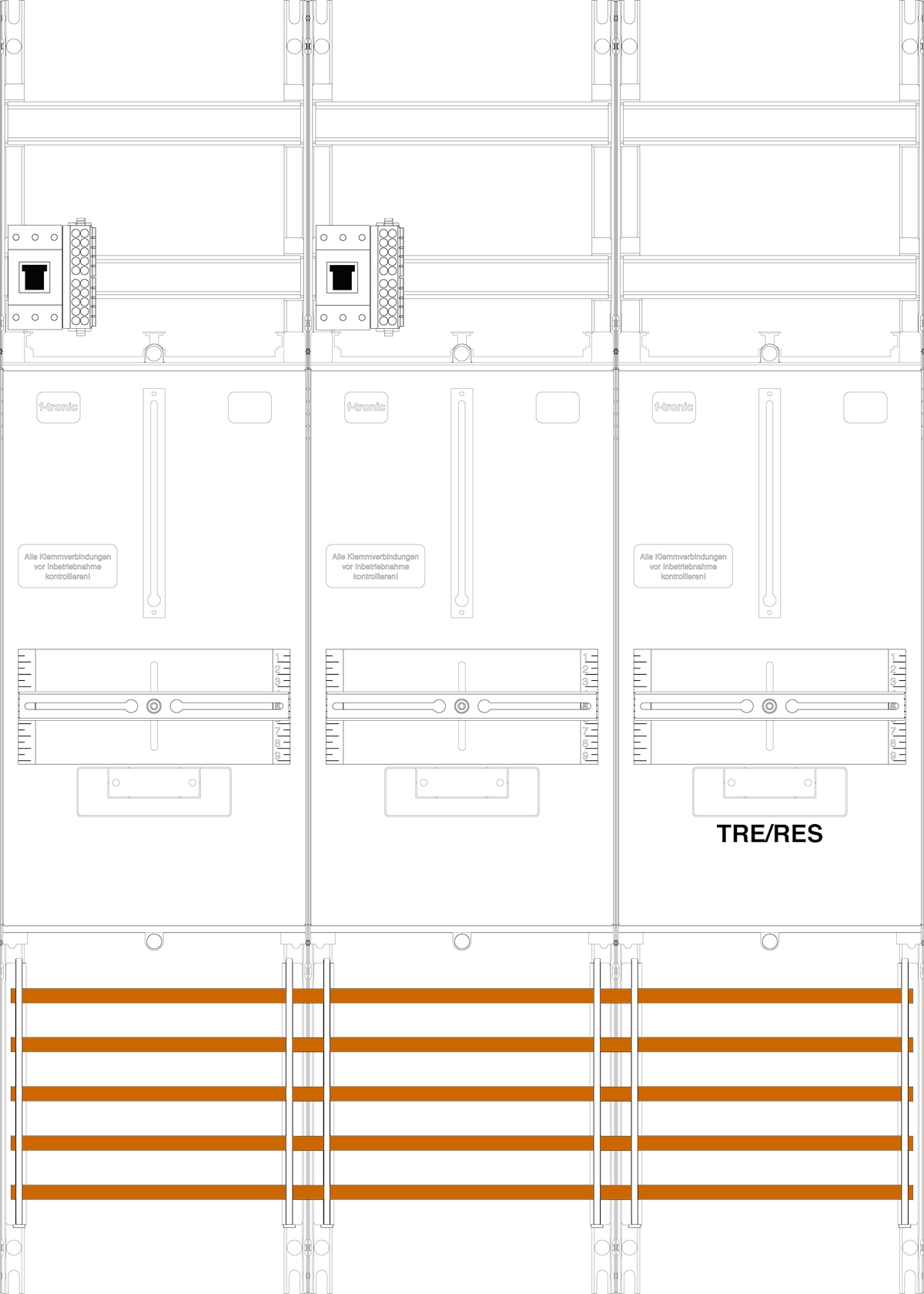 1St. F-Tronic Z21BR1B-HSP Zählerfeld Z21BR1B-HSP, 2-feldrig, H=1050mm, 2-3.HZ, 2 HSP, 1 TRE 7141354