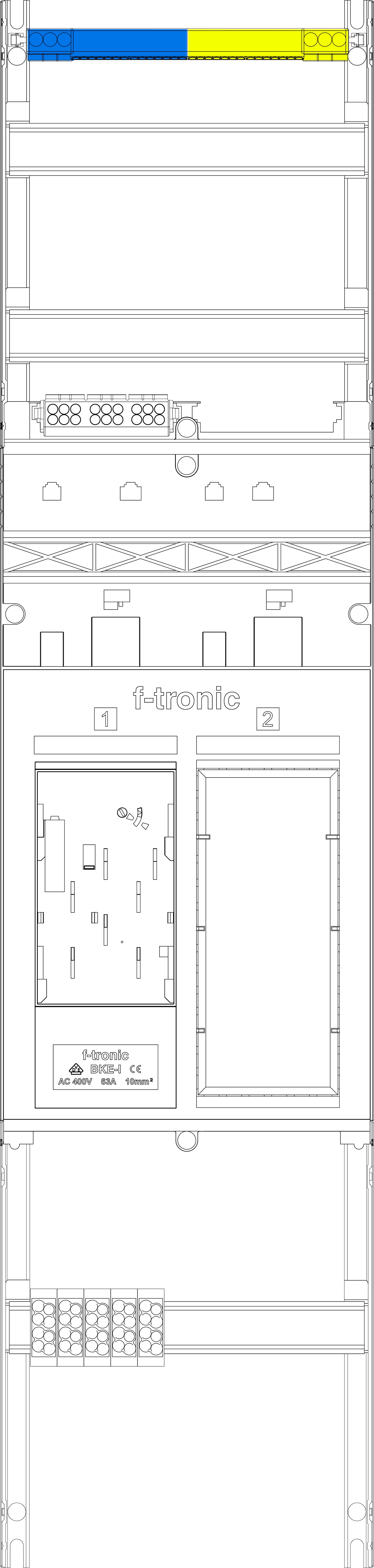 1St. F-Tronic EH6 Zählerfeld EH6, 1-feldrig, H=1050mm, 1-eHZ, 1 Res., 1 Hutsch. im NAR 7141008