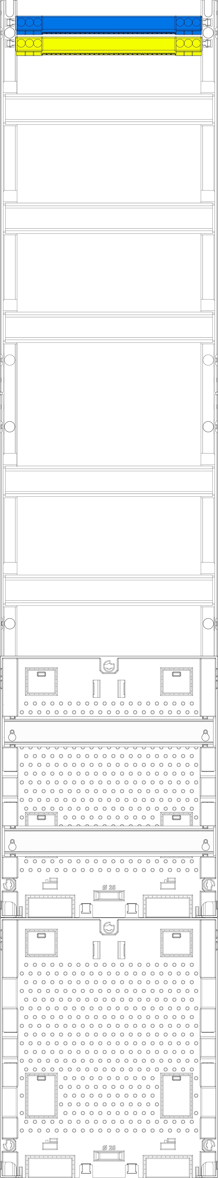 1St. F-Tronic V19APZORFZ2 Verteilerfeld V19APZORFZ2, 1-feldrig, H=1350mm, 5-reihig, APZ-Platz ohne APL-Set, zRfZ2 7143634