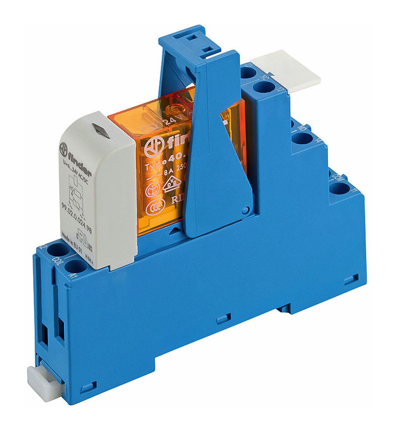 1St. Finder 485280240060 Koppelrelais mit Schraubanschlüssen, 2 Wechsler 8 A, Spule 24 V AC 48.52.8.024.0060