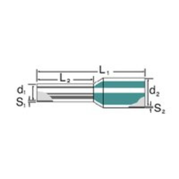 1000St. Weidmüller H0,75/14 W Aderendhülse, 0.75 mm2, 8 mm