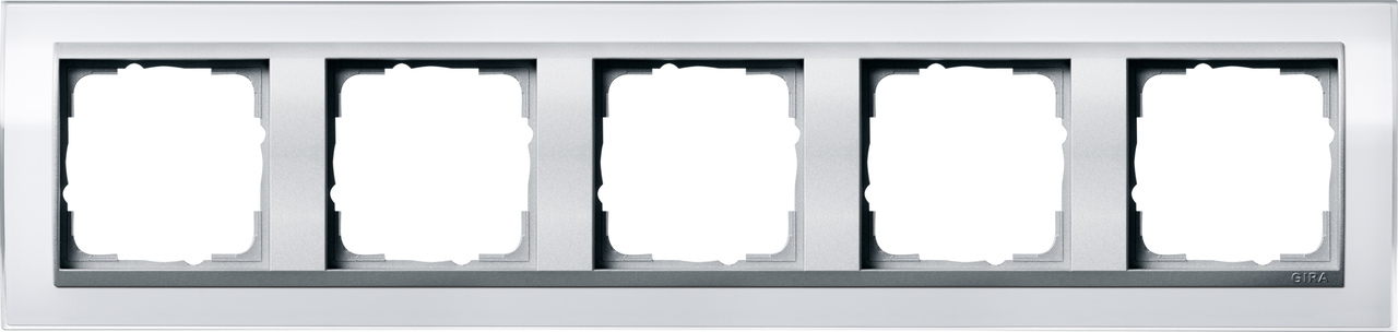 1St. Gira 0215726 Rahmen 5fach Zwischenr. Farbe Alu Event Klar Weiß