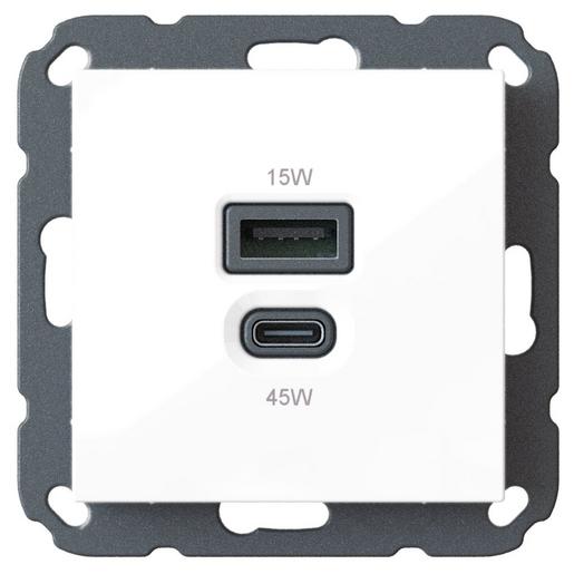 1St. NSP55USBLA15C45.01 USB-A/C Unterputz Lader 15W/45W mit PD