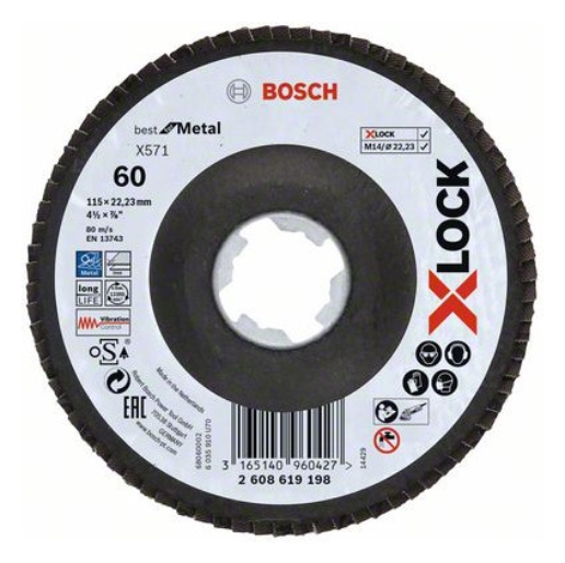10St. Bosch 2608619198 X-LOCK FAECHERS Fächerscheibe X-LOCK BfM 115mm K60