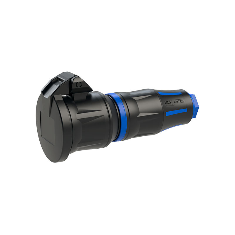 1St. ELSPRO SCH21/K/PG/BL/N Vollgummi-Schutzkontaktkupplung 230V/16A