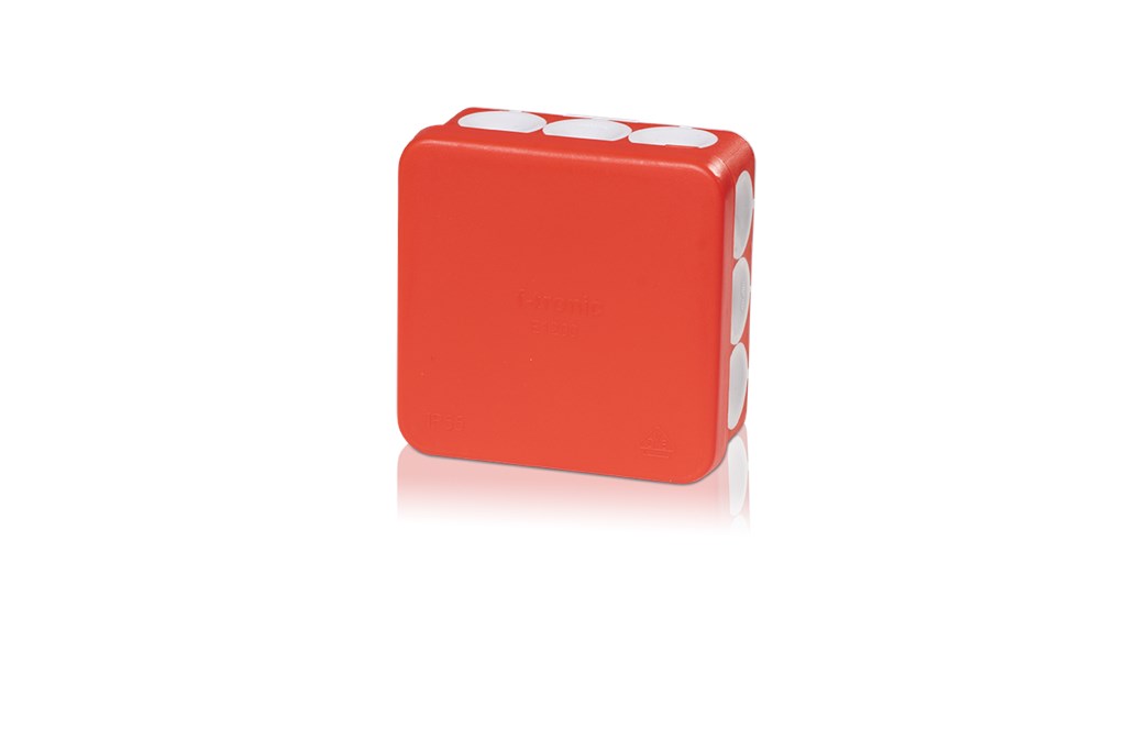 10St. F-Tronic E1210rt FR Abzweigkasten E1210rt, 80x80x37mm, IP55, rt/gr, o. Laschen,m. Durchstoßmembran 7340166