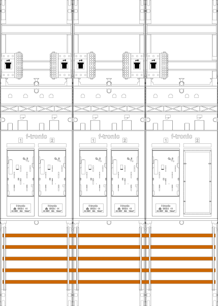 1St. F-Tronic E216ER6-HSS Zählerfeld E216ER6-HSS, 3-feldrig, H=1050mm, 5-eHZ, 5 HSS, 1 Res. 7141121