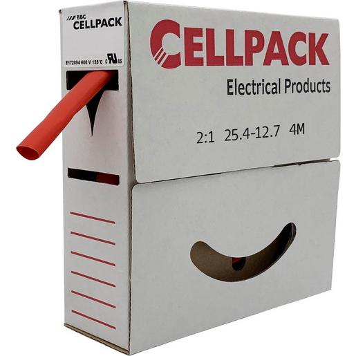 1St. Cellpack 127094 Warmschrumpfschlauch in Abrollbox dünnwandig Schrumpfrate 2:1 ohne Kleber SB/25.4-12.7/rot/4m