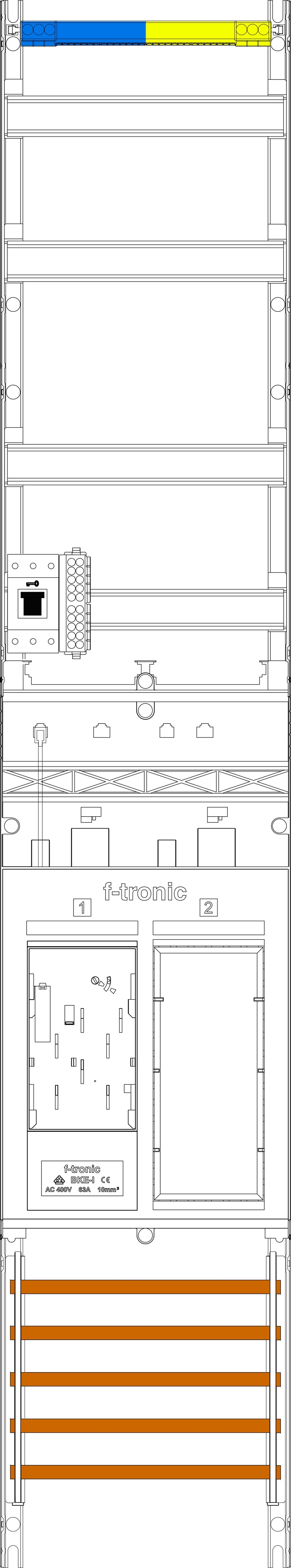 1St. F-Tronic ER9DS-HSS Zählerfeld ER9DS-HSS,1-feldrig, H=1350mm, 1-eHZ mit DS, 1 HSS, 1 Res. 7143250