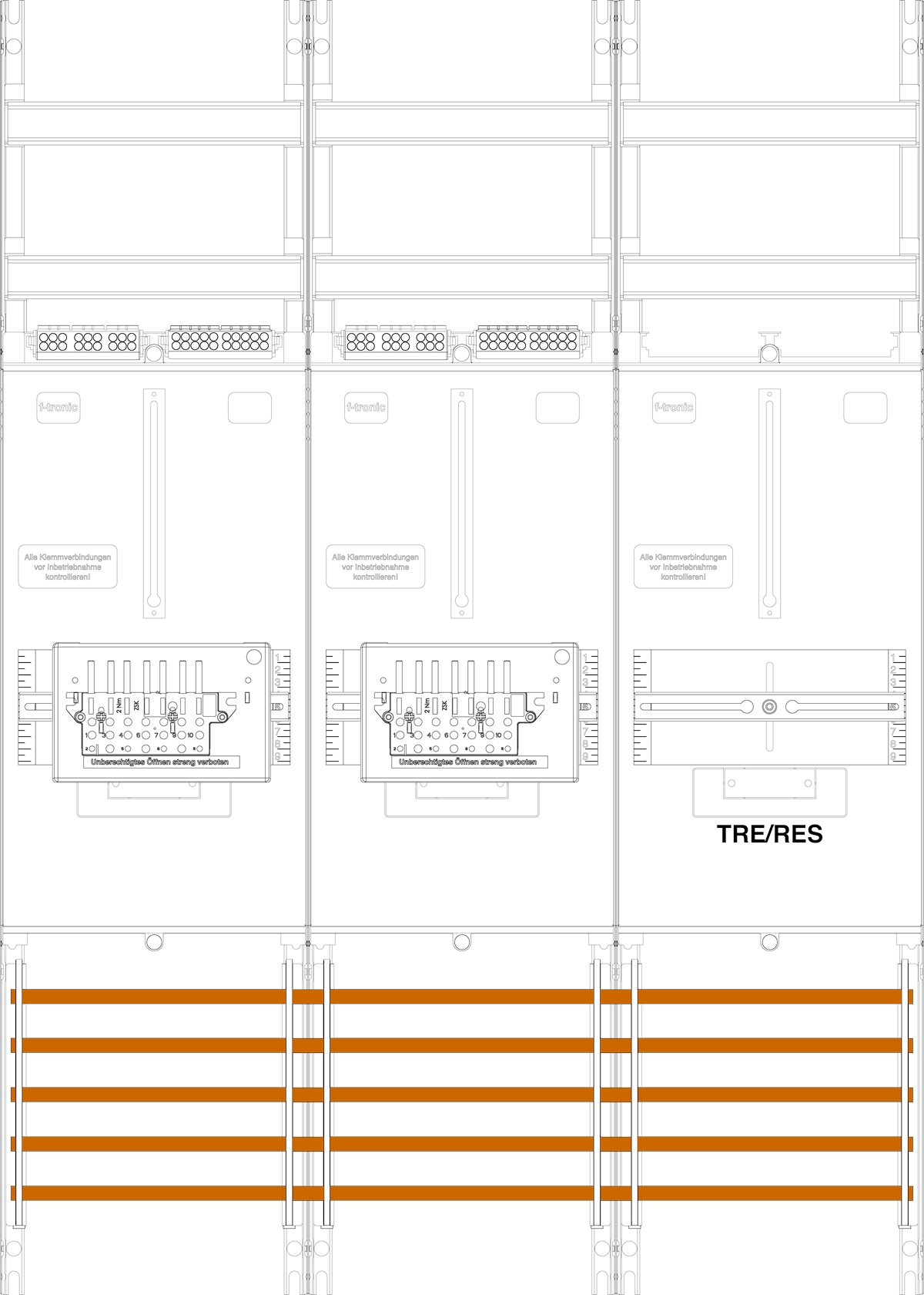 1St. F-Tronic Z21BR1B-ZSK Zählerfeld Z21BR1B-ZSK, 3-feldrig, H=1050mm, 2-3.HZ, 2 ZSK-Set, 1 TRE 7141454