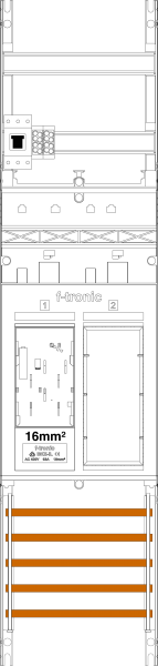 1St. F-Tronic ER6-16L-HSP Zählerfeld ER6-16L-HSP, 1-feldrig,H=1050mm,1-eHZ 16mm², lange Kabel, 1 HSP, 1 Res. 7141055