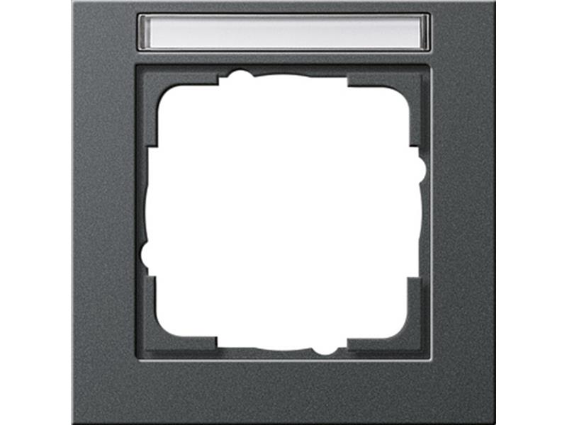 1St. Gira 109123 Abdeckrahmen 1fach mit Beschriftungsfeld Gira E2 Anthrazit