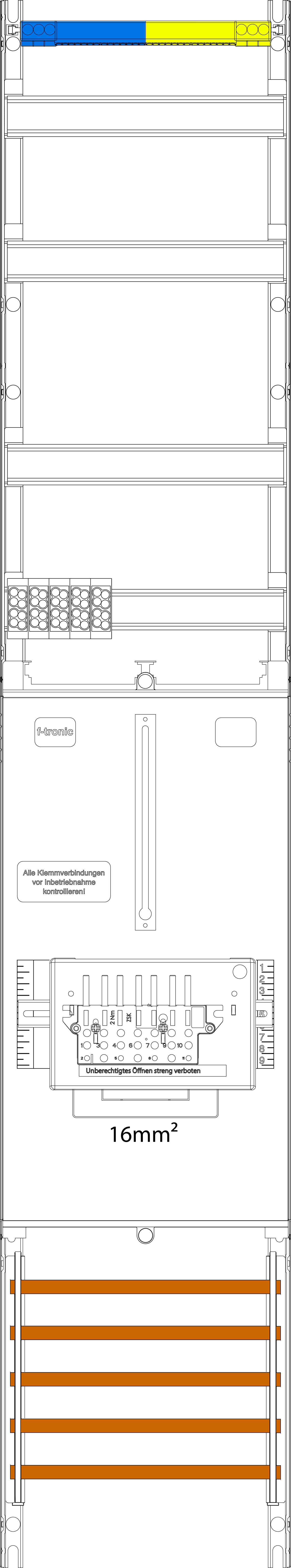 1St. F-Tronic VZ6-16-ZSK Zählerfeld VZ6-16-ZSK,H=1350mm, 1-feldrig, 1-3.HZ 16mm², 1 ZSK-Set, Vert. 2r 7143463