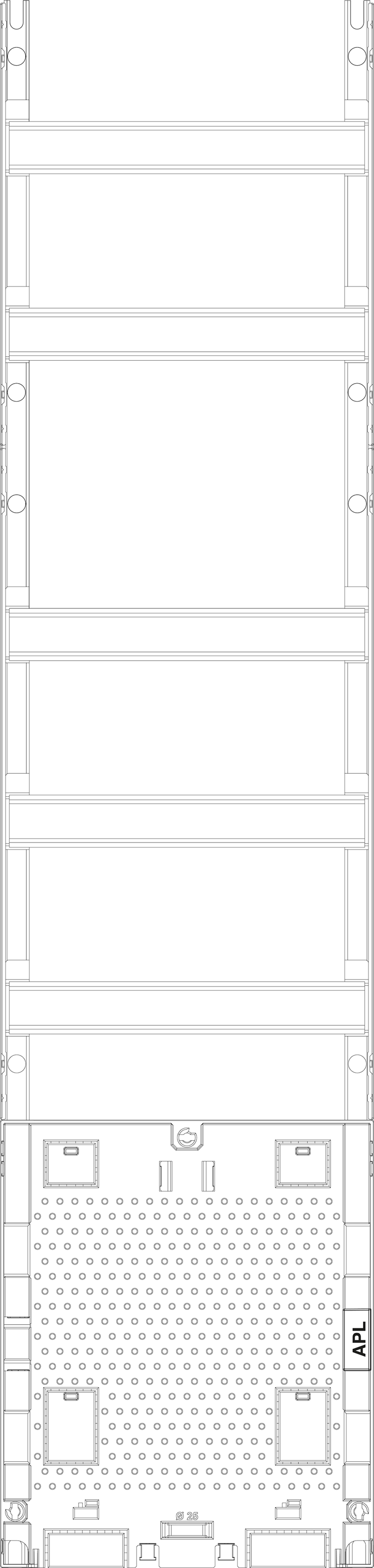 1St. F-Tronic VG7APZ Verteilerfeld VG7APZ, H=1050mm, 1-feldrig, 5-reihig,OA geschl., APZ-Platz inkl. APL-Set 7141622
